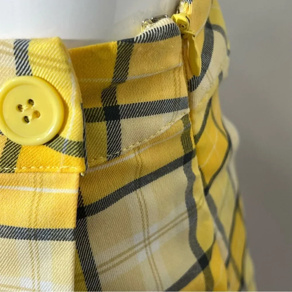 Forever 21 Yellow Plaid Cherry‎ Skort -- L